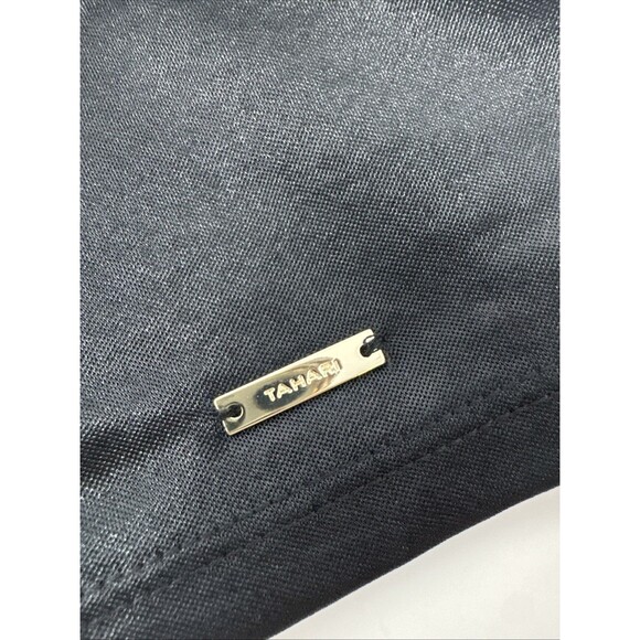 2x Tahari Sparkly Top Womens XL Scoop Neck 3/4 Sleeve Blouse Emerald Green Black - Picture 4 of 11